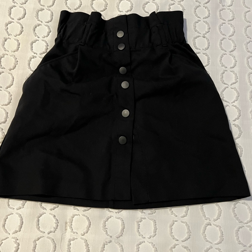 Black mini button up skirt